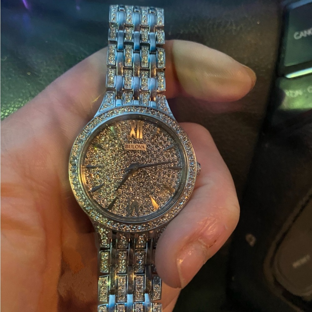 Bulova Silver Women's Watch with Crystal Accents - Picture 4 of 7